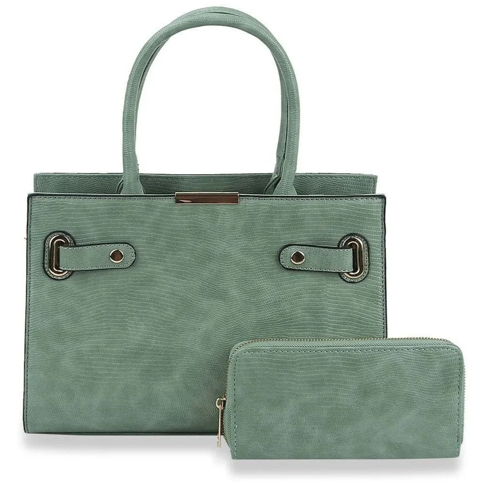 Women Fashion Handbags Wallet Tote Bag  Top Handle Satchel Purse Set 2pcs